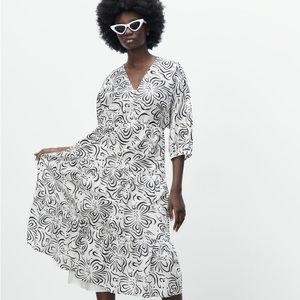 Zara cotton PRINT TIERED DRESS